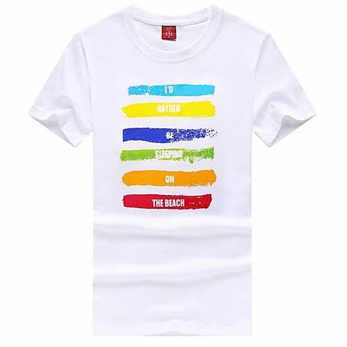 

Men's Graphic Solid Colored T-shirt - Cotton Basic Street chic Daily Weekend Round Neck White / Black / Red / Rainbow / Short Sleeve / Letter