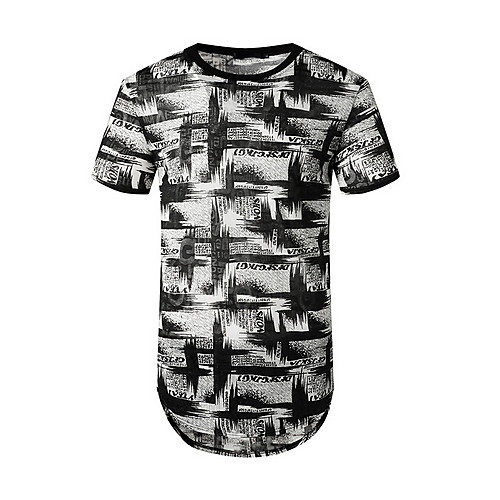 

Men's Geometric Print T-shirt Basic Daily Round Neck Black / Short Sleeve