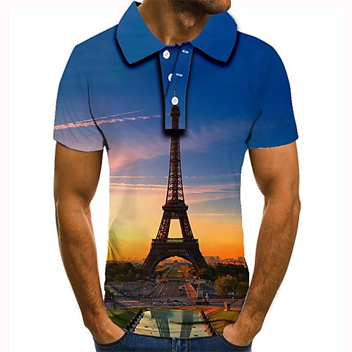 

Men's 3D Graphic Polo Basic Daily Shirt Collar Blue / Short Sleeve