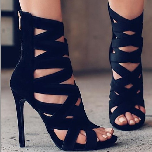 

Women's Sandals Heel Sandals Roman Shoes Gladiator Sandals Stiletto Heel Open Toe Daily PU Summer Black Red Army Green