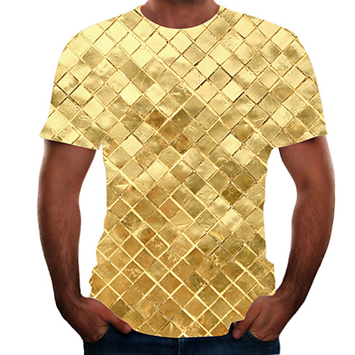 

Men's Plus Size Color Block 3D T-shirt Basic Going out Weekend Round Neck Rainbow / Short Sleeve / Animal