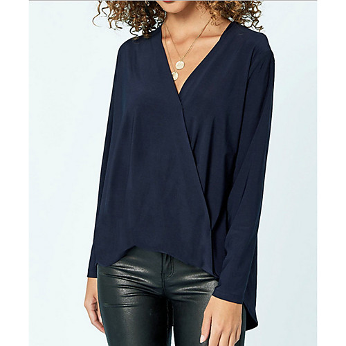 

Women's Solid Colored Shirt Daily Blue / Red / Green / Dusty Blue / Gray