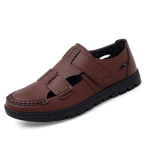 

Men's Spring / Summer Casual / Beach Daily Outdoor Sandals PU Breathable Non-slipping Wear Proof Black / Brown