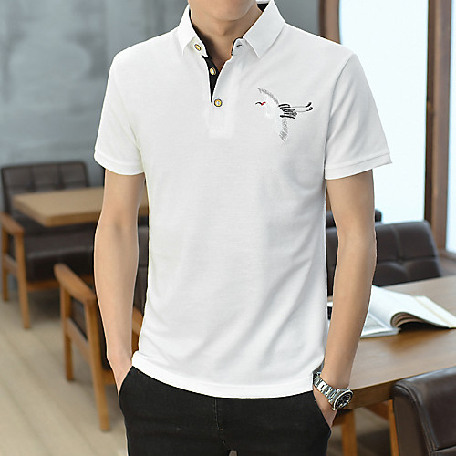 

Men's Solid Colored Slim Polo Basic Elegant Daily Work Shirt Collar White / Black / Gray / Light Blue / Short Sleeve