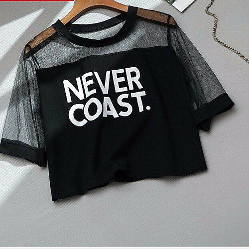 

Women's Letter T-shirt Daily White / Black