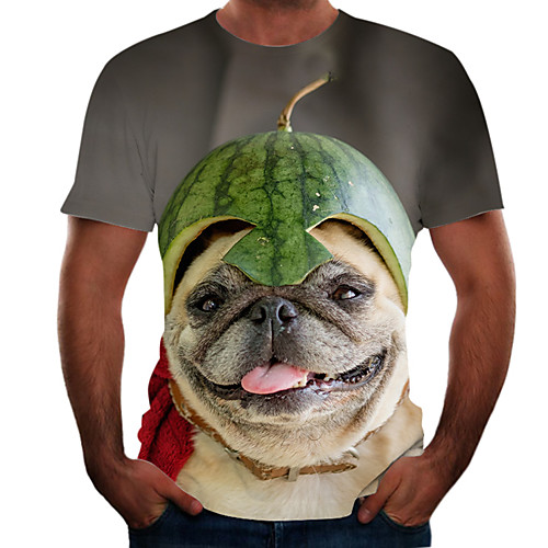 

Men's Graphic Animal T-shirt Basic Elegant Daily Going out Round Neck Brown / Short Sleeve