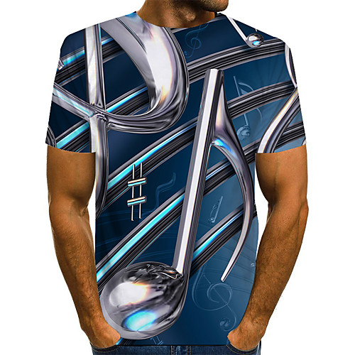 

Men's Plus Size Geometric 3D Print T-shirt Street chic Exaggerated Daily Going out Round Neck Rainbow / Short Sleeve