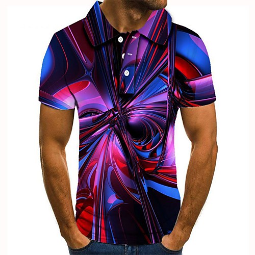 

Men's 3D Polo Basic Daily Shirt Collar Purple / Short Sleeve
