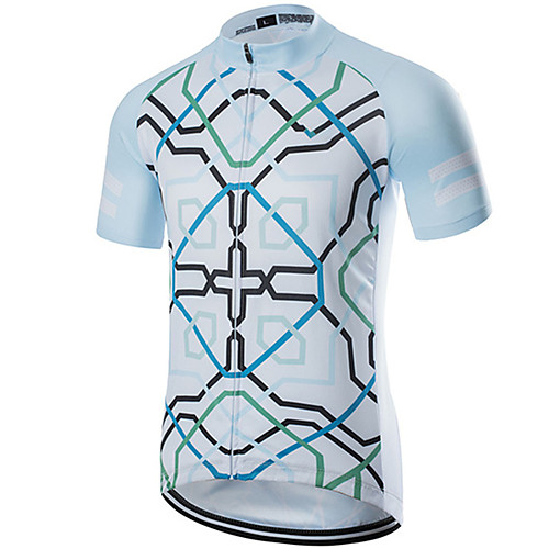 

21Grams Men's Short Sleeve Cycling Jersey Polyester Blue / Black Bike Jersey Top Mountain Bike MTB Road Bike Cycling UV Resistant Breathable Quick Dry Sports Clothing Apparel / Stretchy / Race Fit