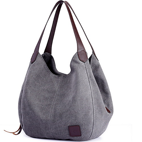

Women's Zipper Canvas Top Handle Bag Color Block Black / Blue / Purple