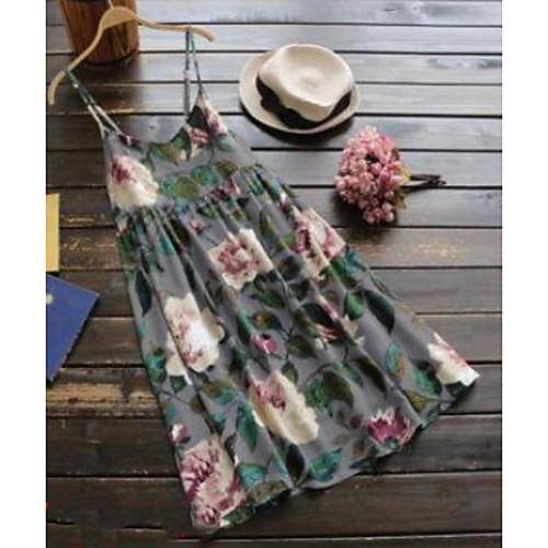 

Women's Mini Sheath Dress - Sleeveless Print Summer Strap Elegant Sexy 2020 White Red Dusty Blue Gray S M L XL XXL XXXL XXXXL XXXXXL