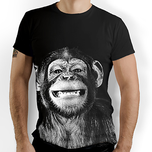 

Men's Graphic 3D Print Orangutan Print T-shirt Daily Black