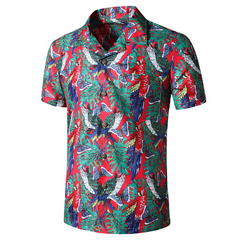 

Men's Graphic Print Shirt Tropical Daily Button Down Collar Red / Short Sleeve