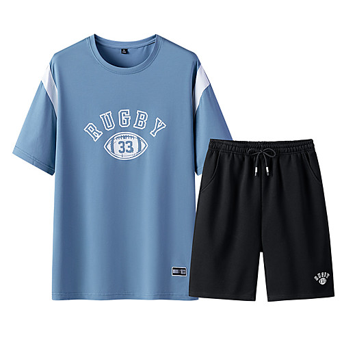 

Men's Solid Colored Print Set Basic Daily Sports Round Neck White / Blue / Blushing Pink / Light Green / Short Sleeve