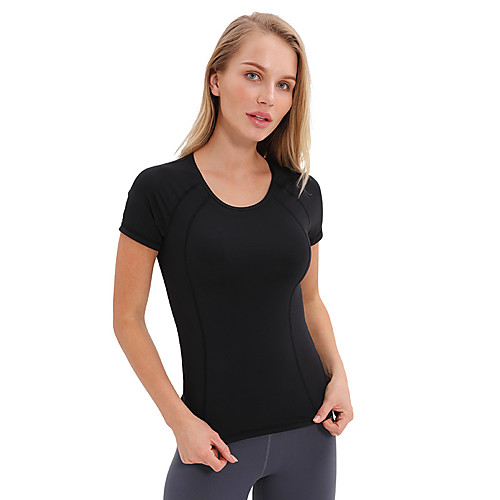 

Women's Yoga Top Patchwork Fashion White Black Pink Mesh Elastane Running Fitness Gym Workout Tee / T-shirt Top Short Sleeve Sport Activewear Breathable Quick Dry Comfortable Stretchy