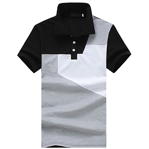 

Men's Color Block Polo Basic Elegant Daily Work White / Black / Light gray