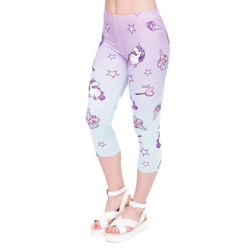 

Women's Yoga Pants 3D Print Light Purple Elastane Yoga Running Fitness 3/4 Tights Sport Activewear Quick Dry Tummy Control Butt Lift Moisture Wicking High Elasticity Skinny
