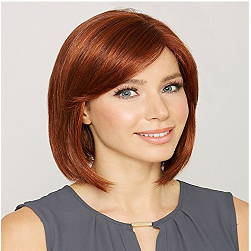 

Synthetic Wig kinky Straight Asymmetrical Wig Short Light golden Burgundy Synthetic Hair 12 inch Women's Easy to Carry Women Easy dressing Red Blonde