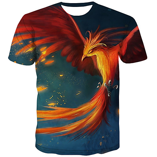 

Men's Plus Size 3D Print T-shirt Street chic Daily Round Neck Rainbow / Short Sleeve