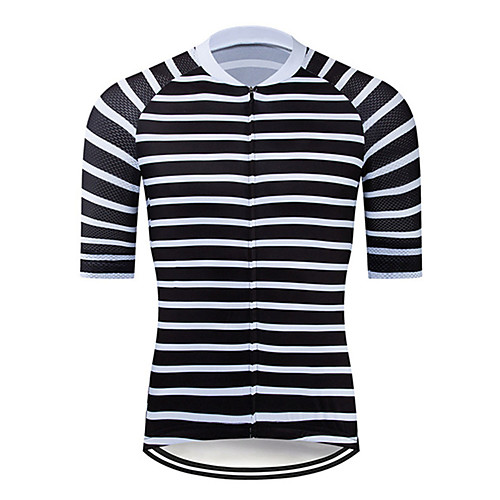 

21Grams Men's Short Sleeve Cycling Jersey Polyester Black / Red Black / White Stripes Bike Jersey Top Mountain Bike MTB Road Bike Cycling UV Resistant Breathable Quick Dry Sports Clothing Apparel