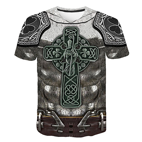 

Men's Color Block 3D Fantastic Beasts Print T-shirt Street chic Punk & Gothic Club Weekend Round Neck Gray / Short Sleeve
