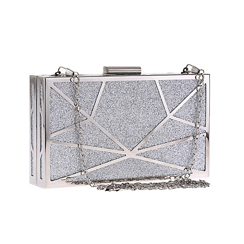 

Women's Chain / Hollow-out Polyester / Alloy Evening Bag Geometric Pattern Gold / Silver / Black