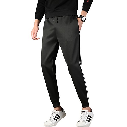 

Men's Basic Slim Chinos Pants - Striped Drawstring Black Light gray US32 / UK32 / EU40 / US34 / UK34 / EU42 / US36 / UK36 / EU44