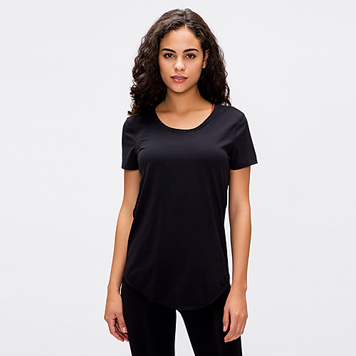 

Women's Elastane Running T-Shirt Workout Shirt Active Training Fitness Jogging Lightweight Breathable Soft Sportswear Top Short Sleeve Activewear Micro-elastic