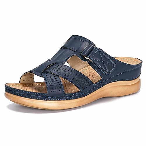 

Women's Sandals Wedge Sandals Summer Wedge Heel Open Toe Daily PU Black / Red / Blue