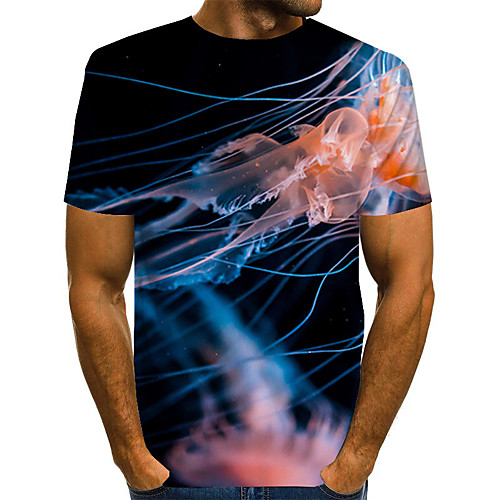 

Men's Plus Size 3D Print T-shirt Basic Daily Round Neck Black / Short Sleeve