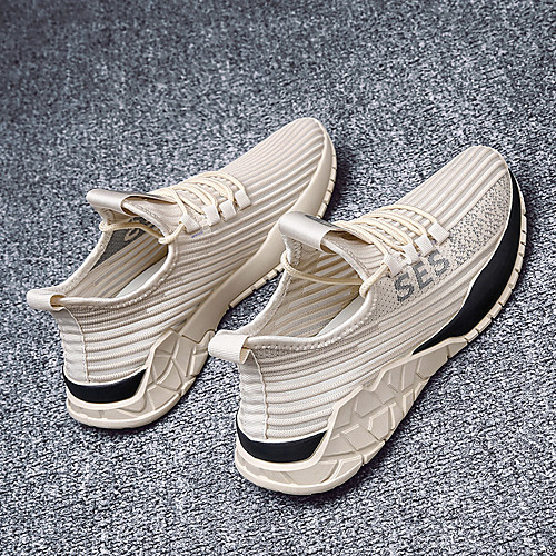 

Men's Summer Sporty / Casual Athletic Daily Trainers / Athletic Shoes Running Shoes / Walking Shoes Knit Breathable Non-slipping Wear Proof Black / Beige