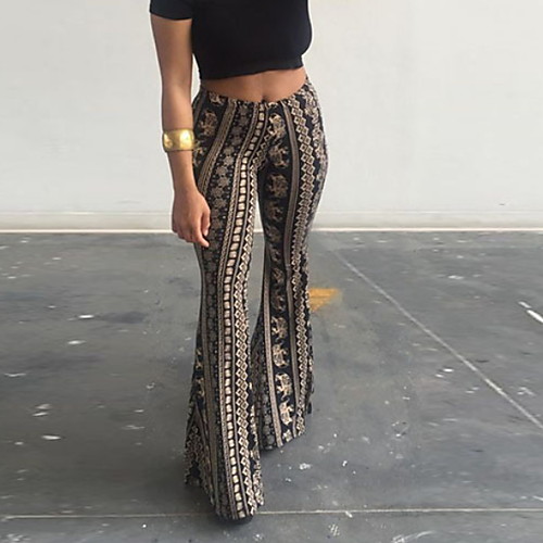 

Women's Basic Loose Bootcut Pants - Print Khaki S / M / L