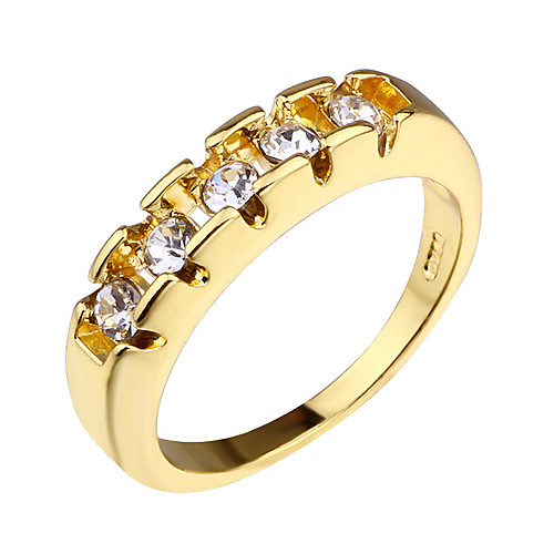 

Personalized Customized Clear Cubic Zirconia Ring Classic Engraved Gift Promise Festival Geometric 1pcs Gold