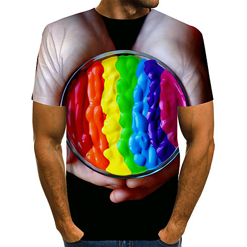 

Love wins Men's 3D Sun Flower Print T-shirt Basic Exaggerated Daily Rainbow