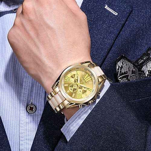 

Men's Dress Watch Quartz Modern Style Stylish Titanium Alloy Gold Casual Watch Analog Casual Fashion - White Black Blue One Year Battery Life