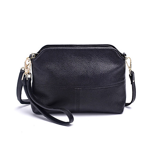 

Women's Zipper Cowhide Clutch / Crossbody Bag Solid Color Wine / Black / Light Purple