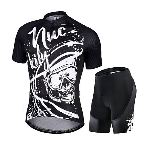 

Nuckily Men's Short Sleeve Cycling Jersey with Shorts Black Bike Quick Dry Sports Graffiti Road Bike Cycling Clothing Apparel