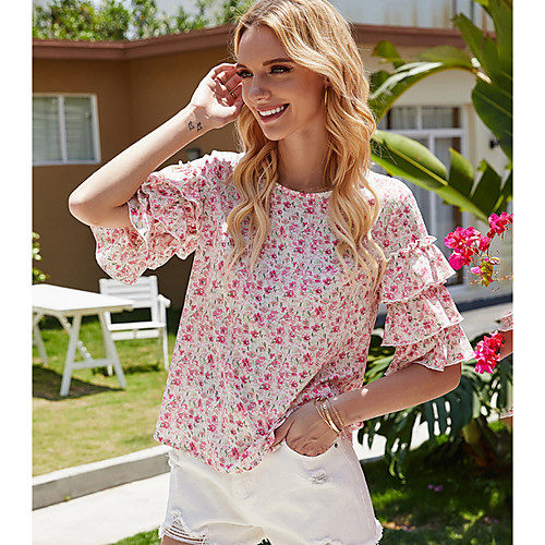 

Women's Floral Blouse Daily Blushing Pink