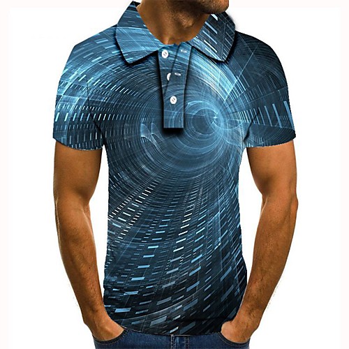 

Men's Graphic 3D Print Print Polo Daily Light Blue / Short Sleeve