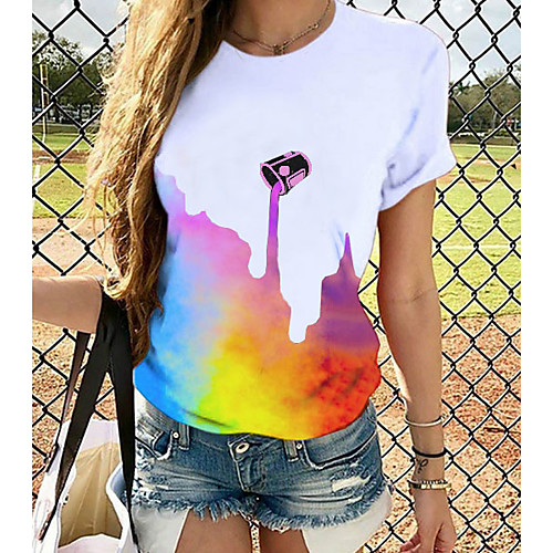 

Women's Rainbow Graphic Love Wins Print T-shirt Basic Casual / Daily White