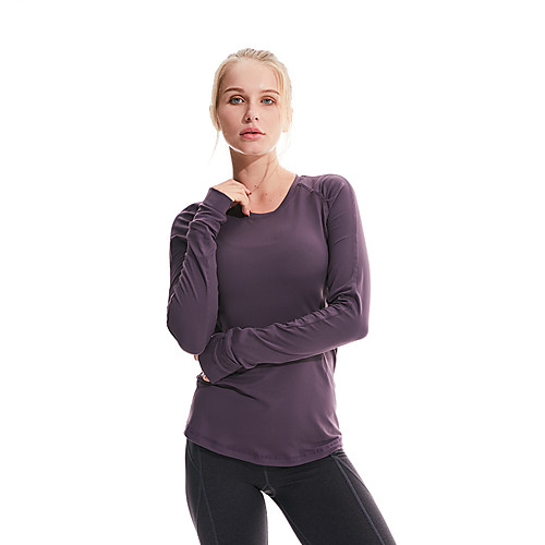 

Women's Yoga Top Thumbhole Fashion Black Purple Gray Elastane Running Fitness Gym Workout Tee / T-shirt Long Sleeve Sport Activewear Breathable Comfort Quick Dry Stretchy
