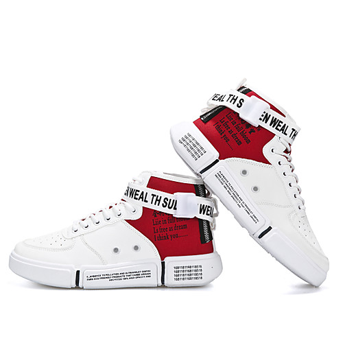 

Men's Spring & Summer / Fall & Winter Casual Daily Outdoor Sneakers Walking Shoes Canvas / PU Breathable Waterproof Non-slipping White / Black / Red