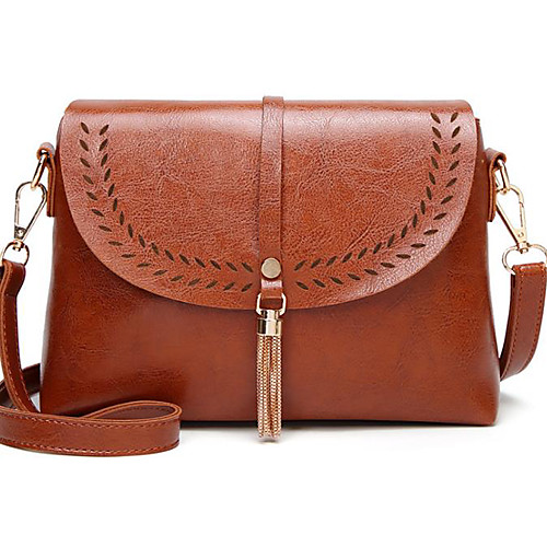 

Women's Zipper PU Top Handle Bag Brown