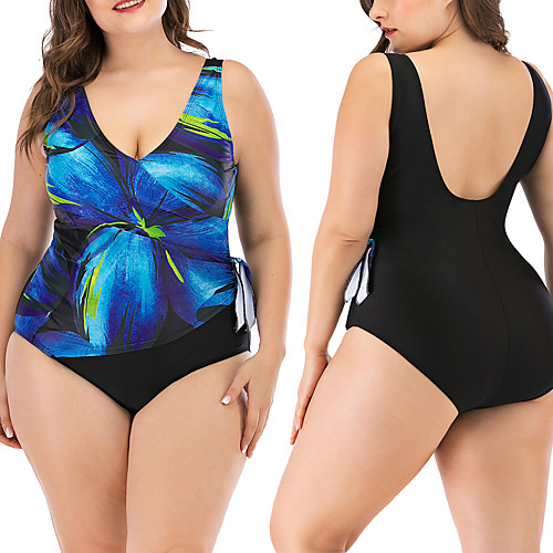 

Women's One Piece Swimsuit Elastane Swimwear Breathable Quick Dry Sleeveless Swimming Water Sports 3D Print Summer / Stretchy