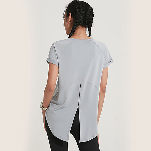 

Women's Yoga Top Split Solid Color Black Purple Blue Elastane Running Fitness Gym Workout Tee / T-shirt Short Sleeve Sport Activewear Breathable Quick Dry Comfortable Stretchy