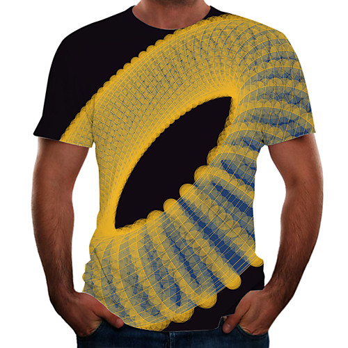 

Men's Plus Size Color Block 3D T-shirt Basic Going out Weekend Round Neck Rainbow / Short Sleeve