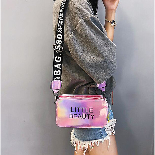 

Women's Zipper PU Crossbody Bag Letter Blushing Pink / Blue / Silver