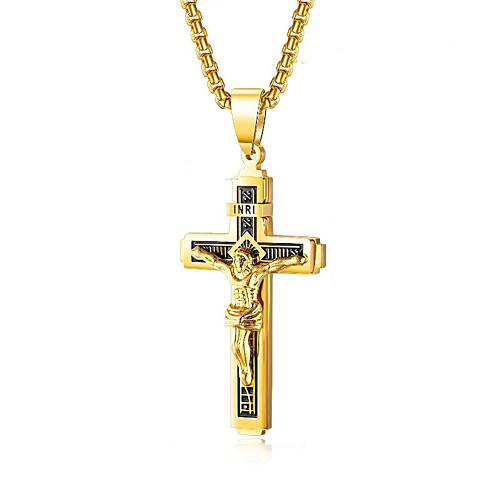 

Pendant Necklace Classic Cross Fashion Titanium Steel Gold Silver Rainbow 50 cm Necklace Jewelry For