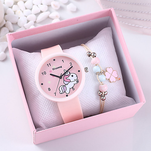 

Women's Quartz Watches Cartoon Fashion Pink Silicone Chinese Quartz Blushing Pink Chronograph Cute Creative 2 Piece Analog One Year Battery Life