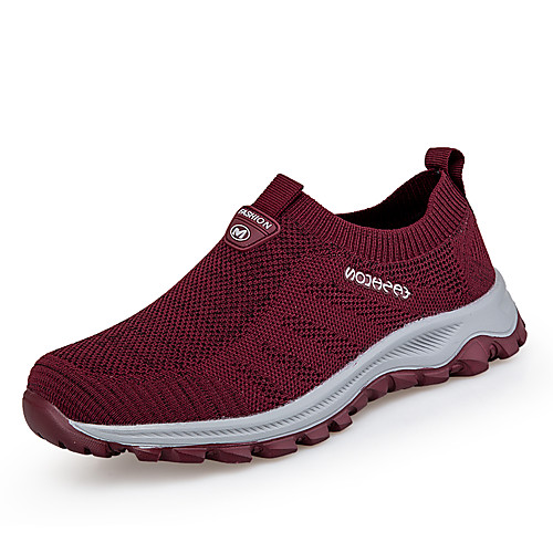 

Women's Trainers / Athletic Shoes Summer Flat Heel Round Toe Sporty Athletic Elastic Fabric / Tissage Volant Walking Shoes Black / Purple / Burgundy